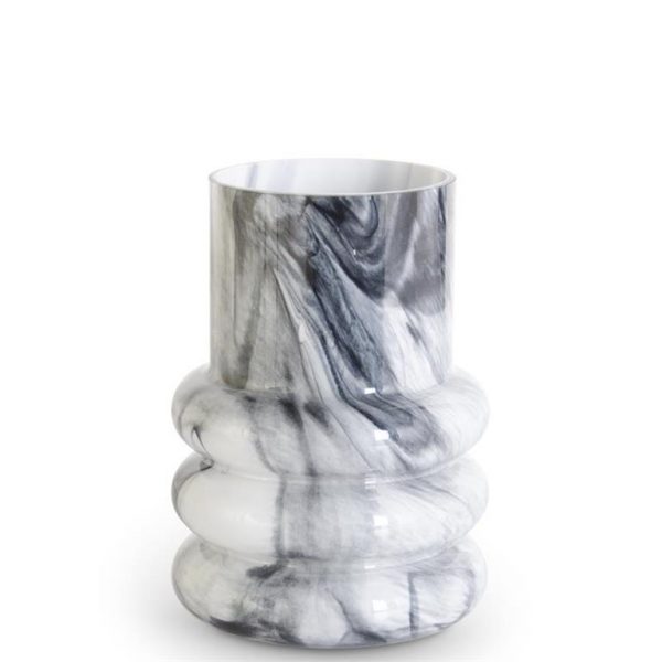 Glass White & Smokey Black Ribbed Glass Vases (Set of 2) | Salty Home